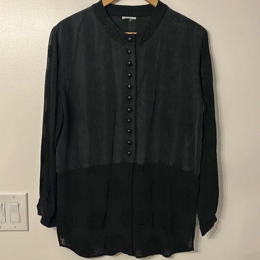 Long Black Button-up Blouse, No Tags
